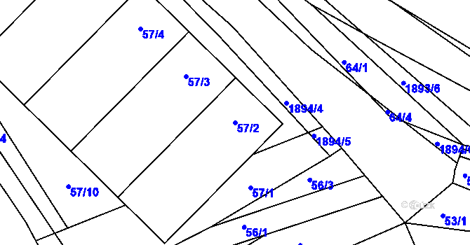 Parcela st. 57/2 v KÚ Šardice, Katastrální mapa