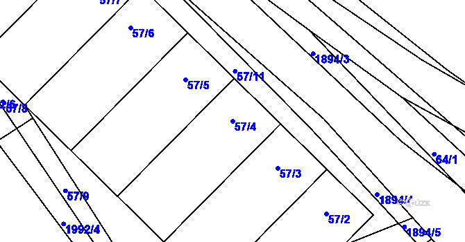 Parcela st. 57/4 v KÚ Šardice, Katastrální mapa