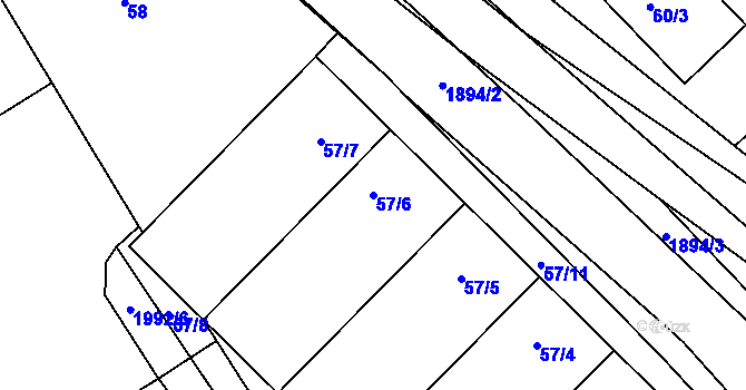 Parcela st. 57/6 v KÚ Šardice, Katastrální mapa
