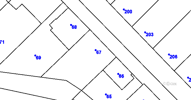 Parcela st. 67 v KÚ Šardice, Katastrální mapa