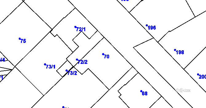 Parcela st. 70 v KÚ Šardice, Katastrální mapa