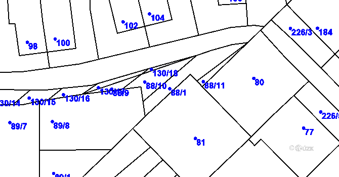 Parcela st. 88/1 v KÚ Šardice, Katastrální mapa