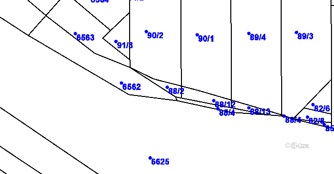 Parcela st. 88/2 v KÚ Šardice, Katastrální mapa