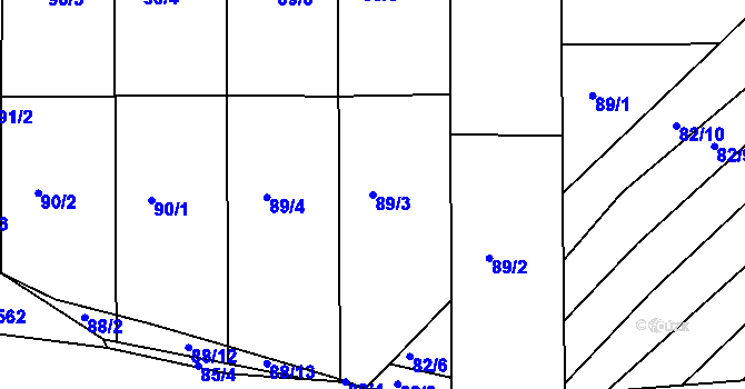 Parcela st. 89/3 v KÚ Šardice, Katastrální mapa