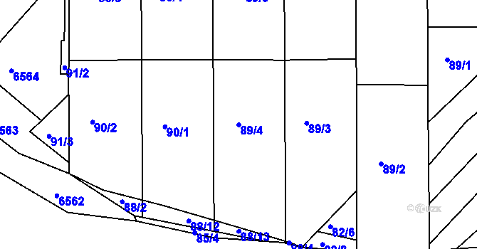 Parcela st. 89/4 v KÚ Šardice, Katastrální mapa