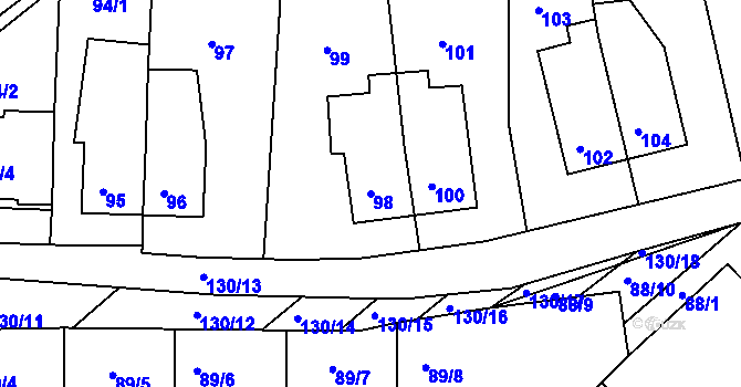 Parcela st. 98 v KÚ Šardice, Katastrální mapa