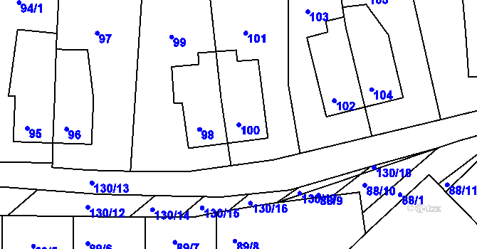 Parcela st. 100 v KÚ Šardice, Katastrální mapa