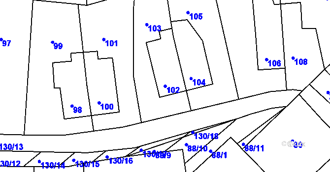 Parcela st. 102 v KÚ Šardice, Katastrální mapa