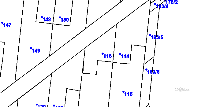 Parcela st. 116 v KÚ Šardice, Katastrální mapa