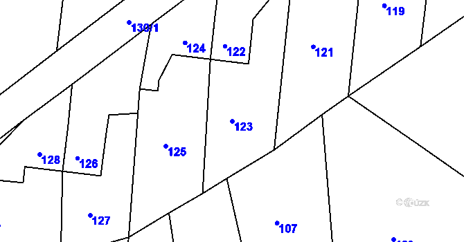 Parcela st. 123 v KÚ Šardice, Katastrální mapa