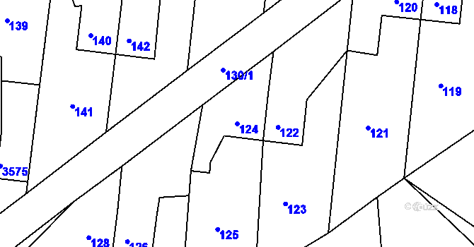 Parcela st. 124 v KÚ Šardice, Katastrální mapa