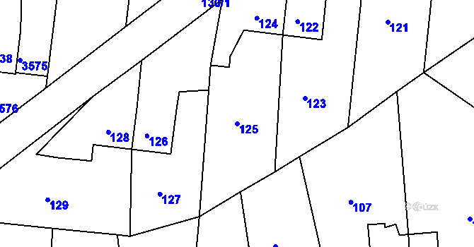 Parcela st. 125 v KÚ Šardice, Katastrální mapa