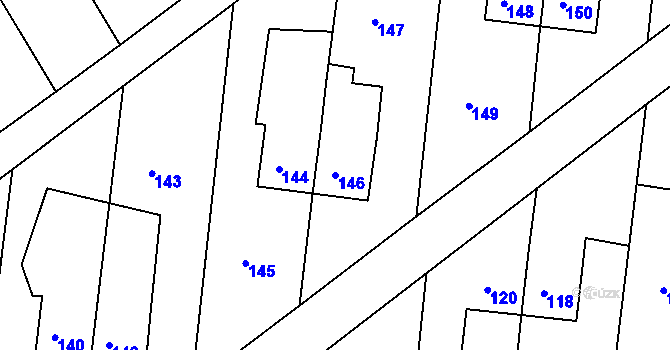 Parcela st. 146 v KÚ Šardice, Katastrální mapa
