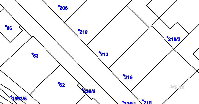 Parcela st. 213 v KÚ Šardice, Katastrální mapa