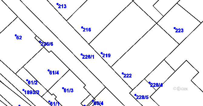 Parcela st. 219 v KÚ Šardice, Katastrální mapa