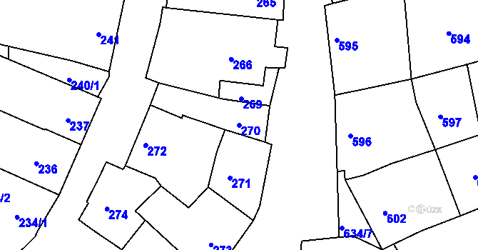 Parcela st. 270 v KÚ Šardice, Katastrální mapa