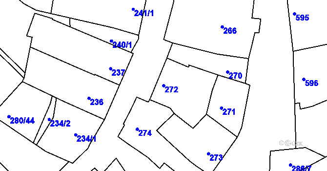 Parcela st. 272 v KÚ Šardice, Katastrální mapa