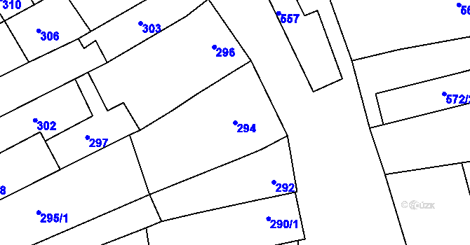 Parcela st. 294 v KÚ Šardice, Katastrální mapa