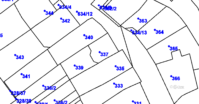 Parcela st. 337 v KÚ Šardice, Katastrální mapa