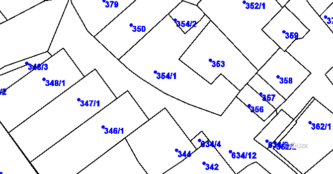 Parcela st. 355 v KÚ Šardice, Katastrální mapa