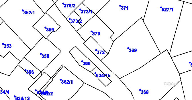 Parcela st. 372 v KÚ Šardice, Katastrální mapa