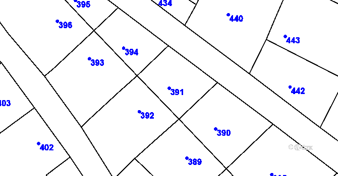 Parcela st. 391 v KÚ Šardice, Katastrální mapa