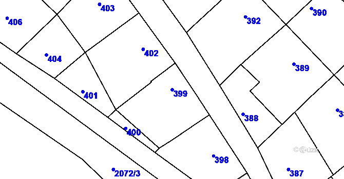 Parcela st. 399 v KÚ Šardice, Katastrální mapa