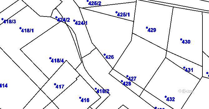 Parcela st. 426 v KÚ Šardice, Katastrální mapa