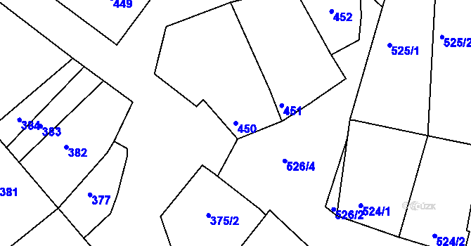 Parcela st. 450 v KÚ Šardice, Katastrální mapa