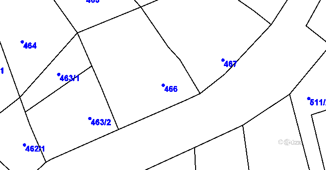 Parcela st. 466 v KÚ Šardice, Katastrální mapa