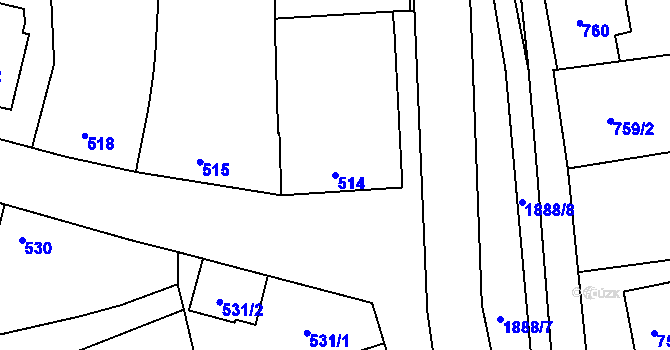 Parcela st. 514 v KÚ Šardice, Katastrální mapa