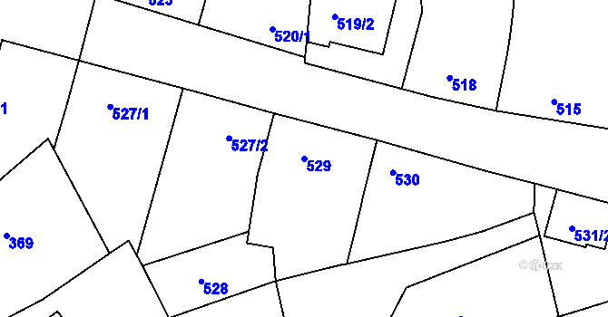Parcela st. 529 v KÚ Šardice, Katastrální mapa