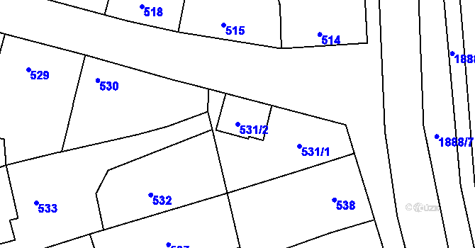 Parcela st. 531/2 v KÚ Šardice, Katastrální mapa