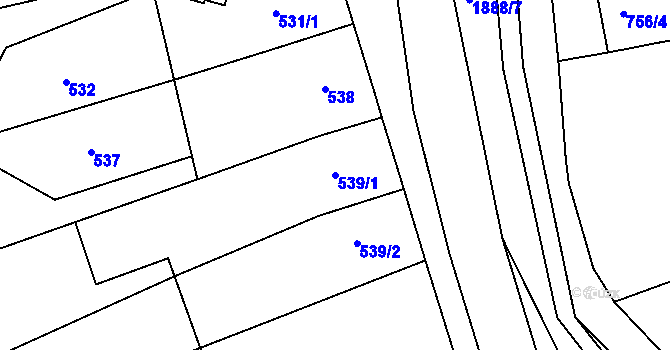 Parcela st. 539/1 v KÚ Šardice, Katastrální mapa