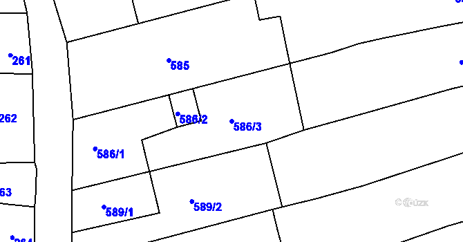 Parcela st. 586/3 v KÚ Šardice, Katastrální mapa