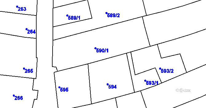 Parcela st. 590/2 v KÚ Šardice, Katastrální mapa