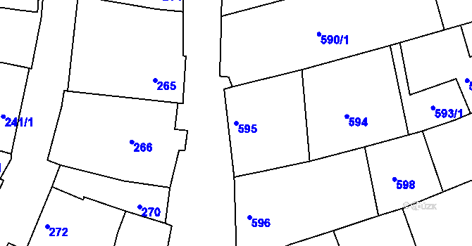 Parcela st. 595 v KÚ Šardice, Katastrální mapa