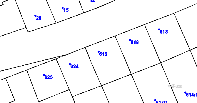 Parcela st. 619 v KÚ Šardice, Katastrální mapa
