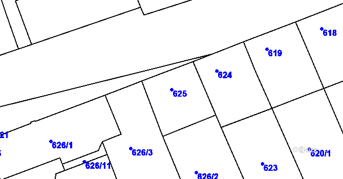 Parcela st. 625 v KÚ Šardice, Katastrální mapa