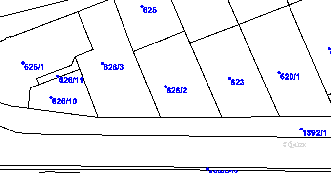 Parcela st. 626/2 v KÚ Šardice, Katastrální mapa