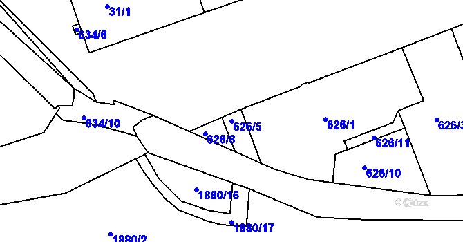 Parcela st. 626/5 v KÚ Šardice, Katastrální mapa