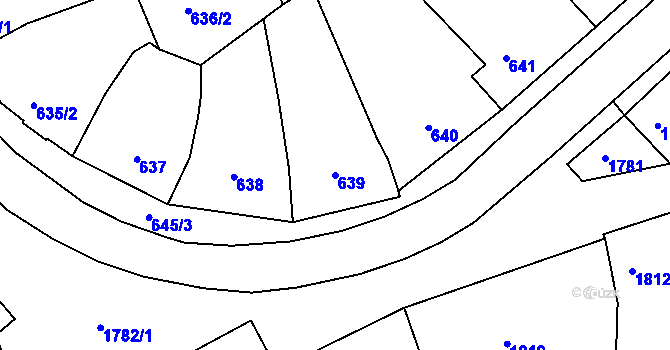 Parcela st. 639 v KÚ Šardice, Katastrální mapa