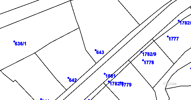 Parcela st. 643 v KÚ Šardice, Katastrální mapa