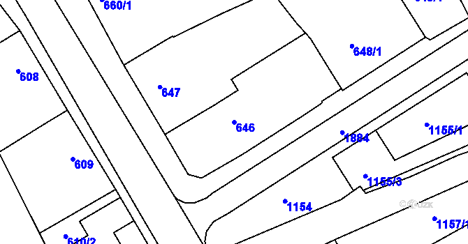 Parcela st. 646 v KÚ Šardice, Katastrální mapa