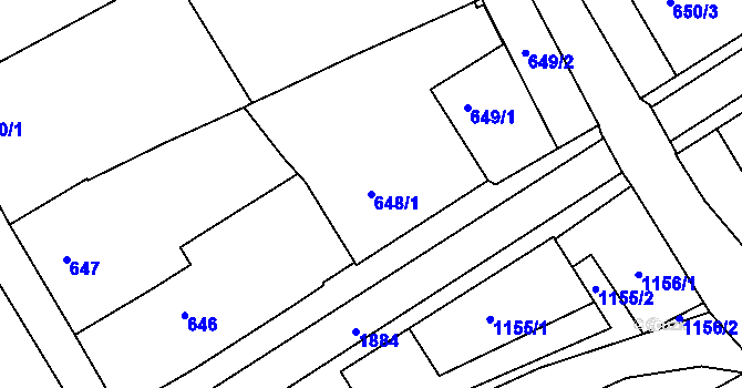 Parcela st. 648/1 v KÚ Šardice, Katastrální mapa