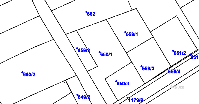 Parcela st. 650/1 v KÚ Šardice, Katastrální mapa