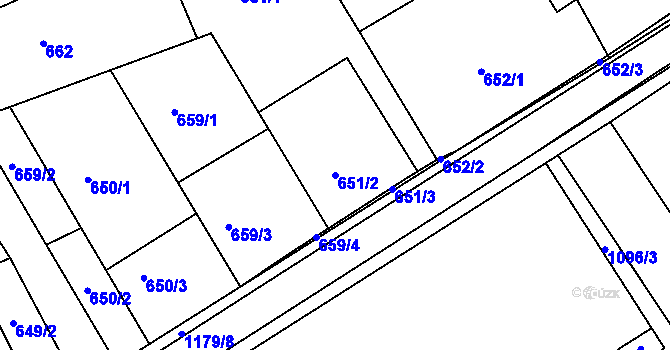 Parcela st. 651/2 v KÚ Šardice, Katastrální mapa
