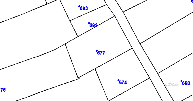 Parcela st. 677 v KÚ Šardice, Katastrální mapa