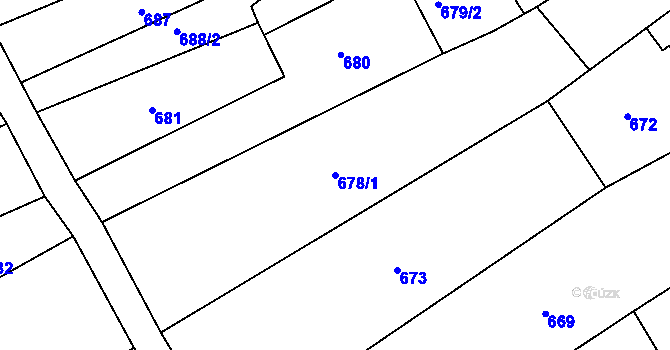 Parcela st. 678/1 v KÚ Šardice, Katastrální mapa