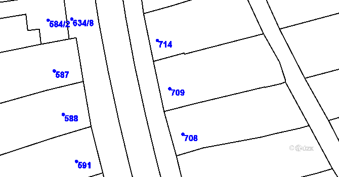 Parcela st. 709 v KÚ Šardice, Katastrální mapa